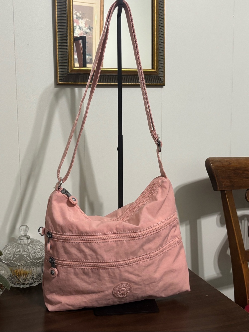 Kipling Pink Lightweight Nylon Crossbody Bag